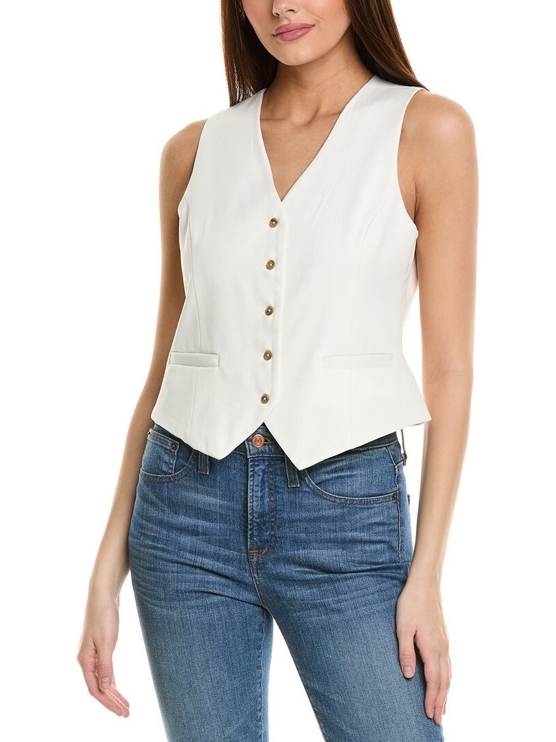 1. State Women's Cream Button-Front Vest